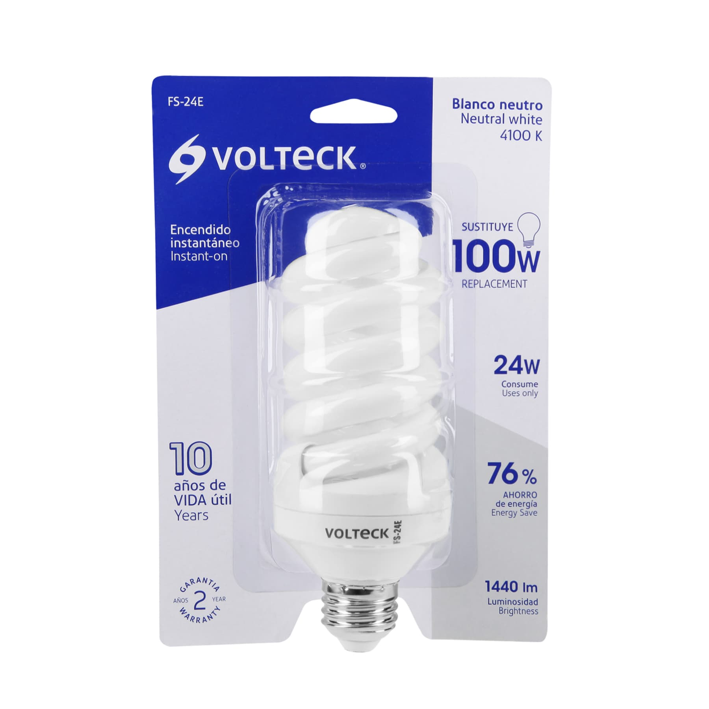 Lámpara 24 W, espiral mini, luz blanco neutro T2,en blister