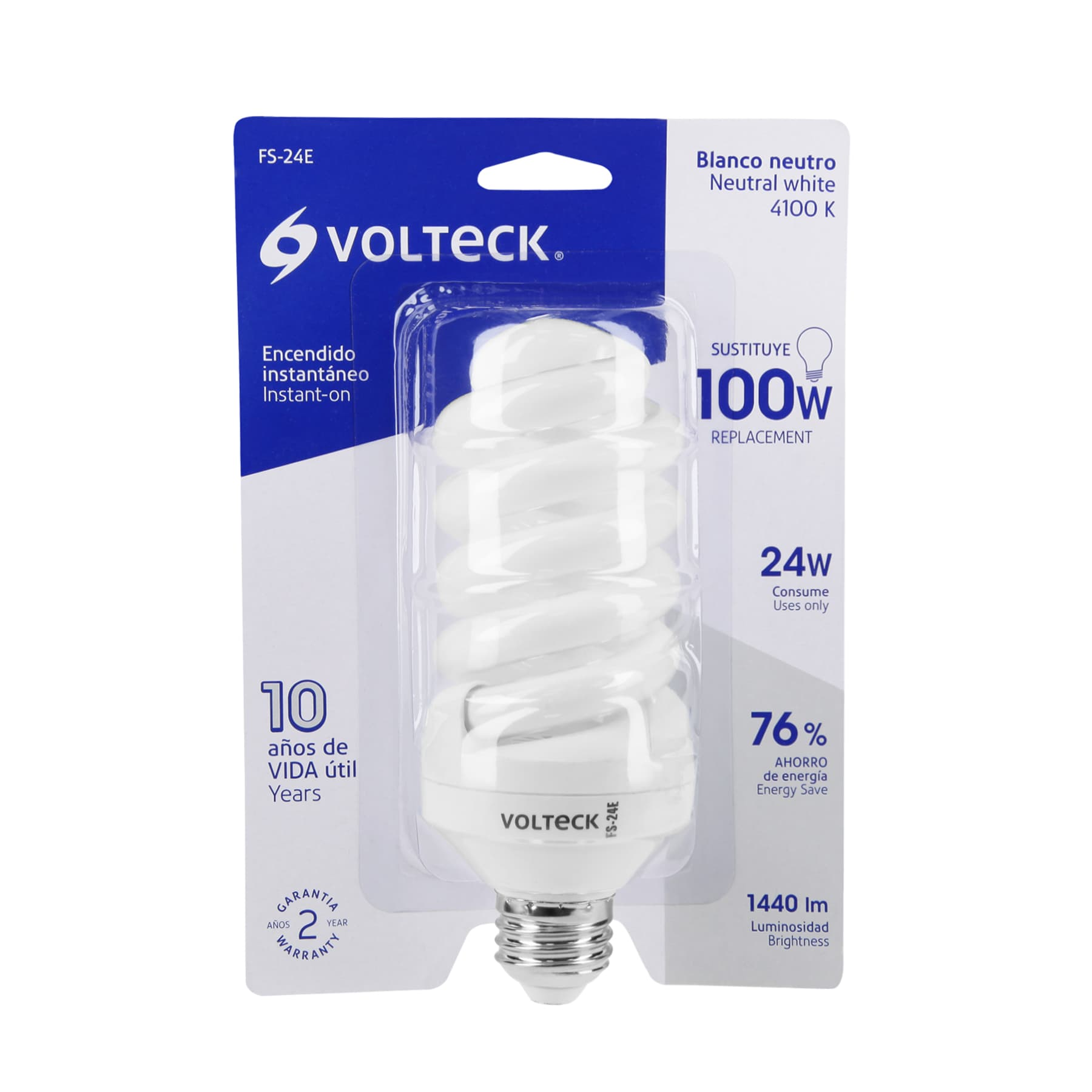 Lámpara 24 W, espiral mini, luz blanco neutro T2,en blister