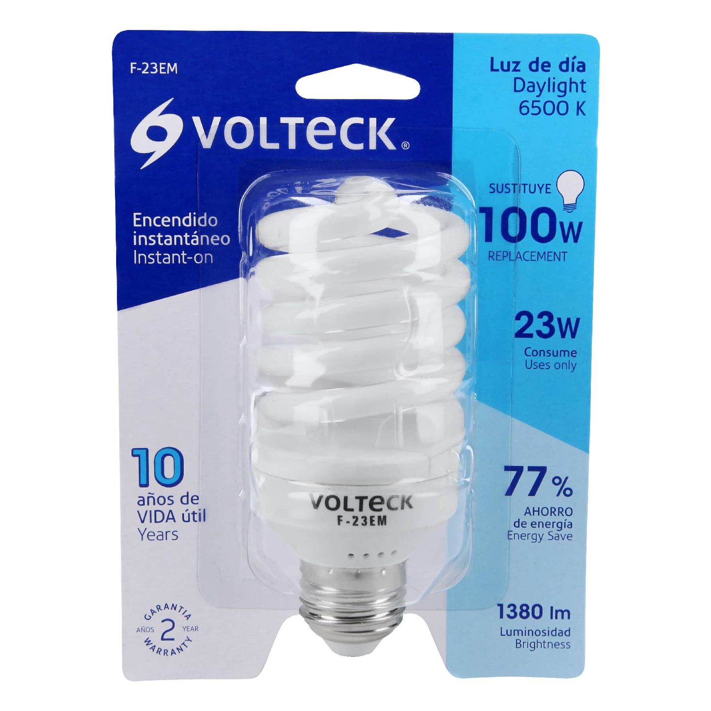 Lámpara 23 W, espiral mini, luz día, T2, en blister, Volteck