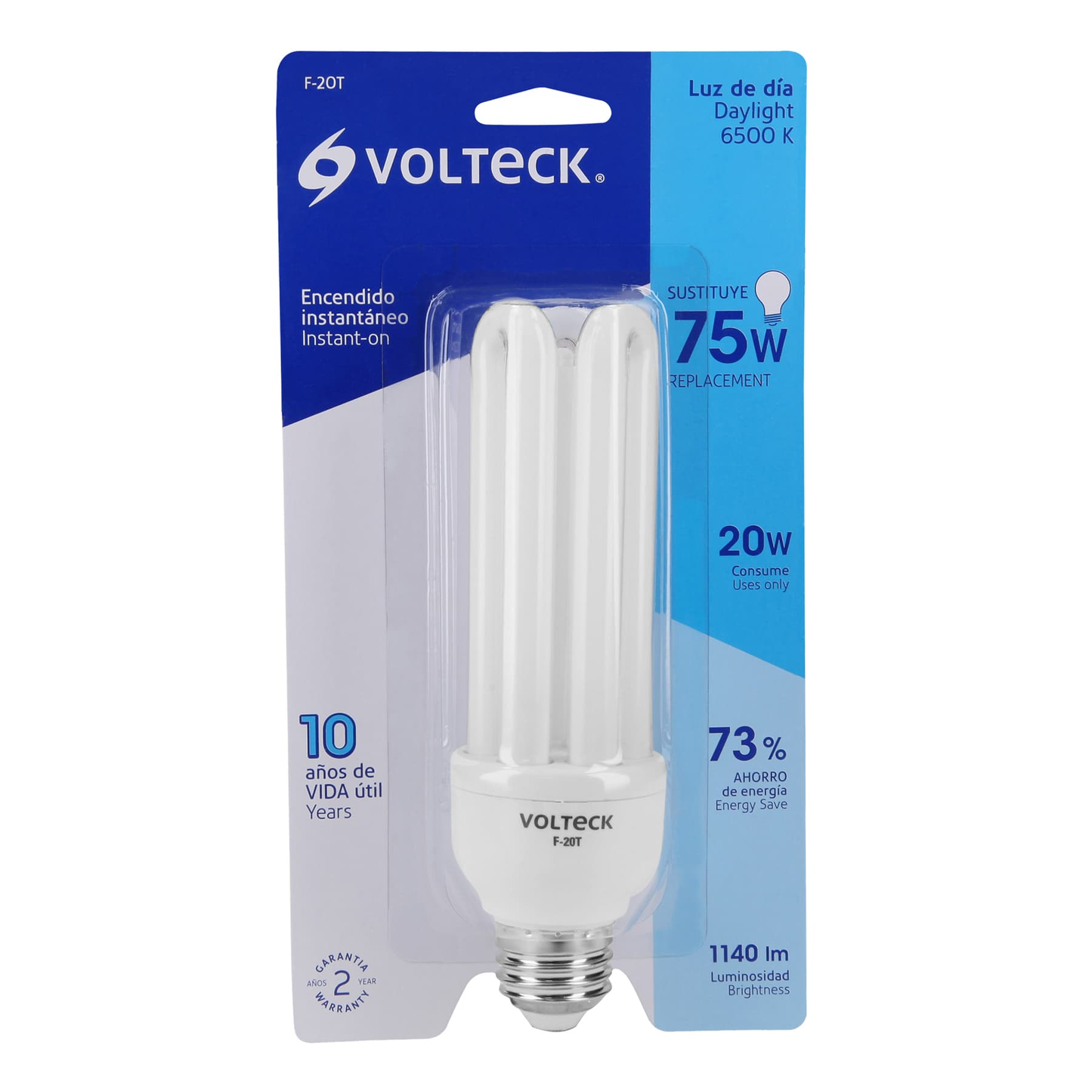 Lámpara 20 W, triple, luz día, T4, en blister, Volteck