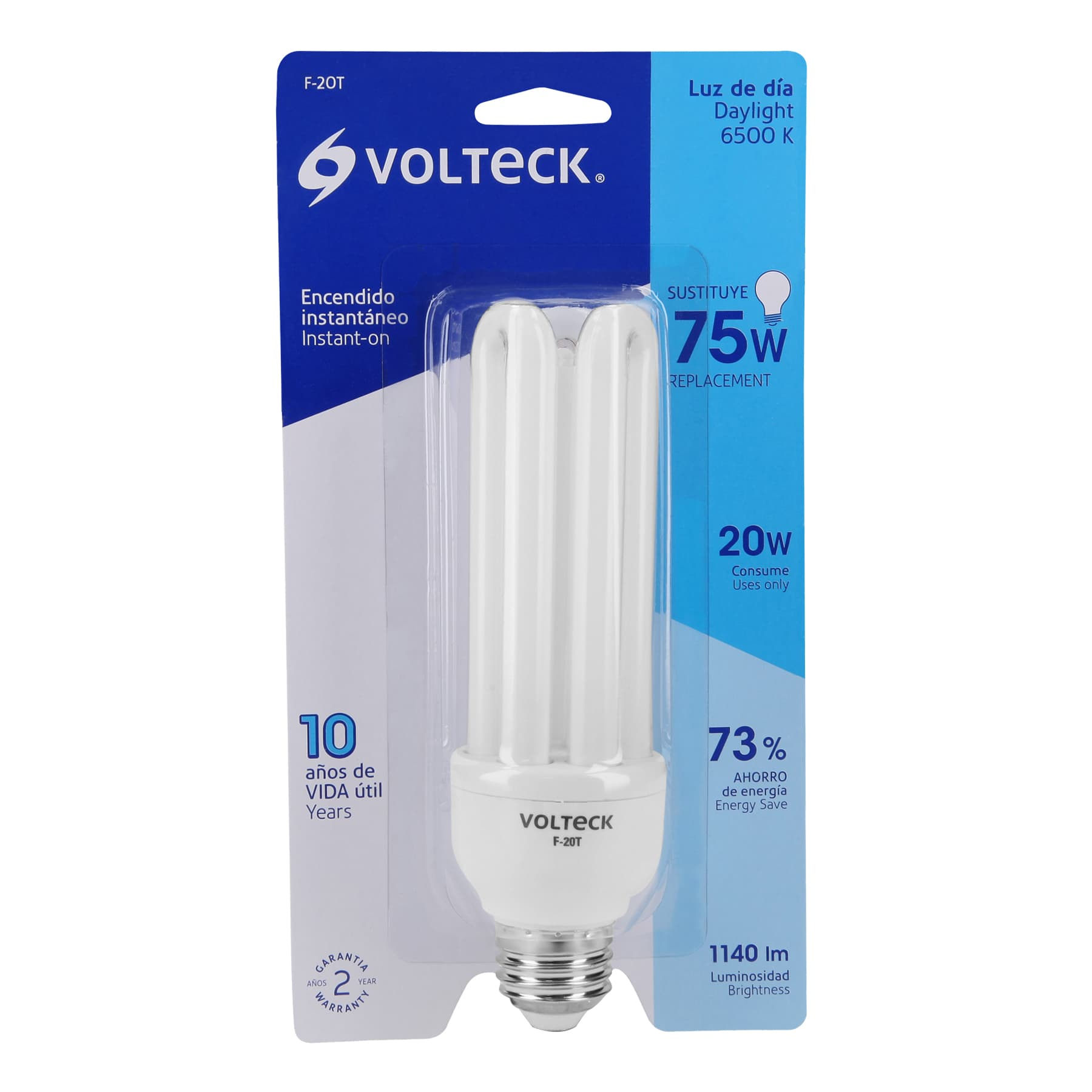 Lámpara 20 W, triple, luz día, T4, en blister, Volteck