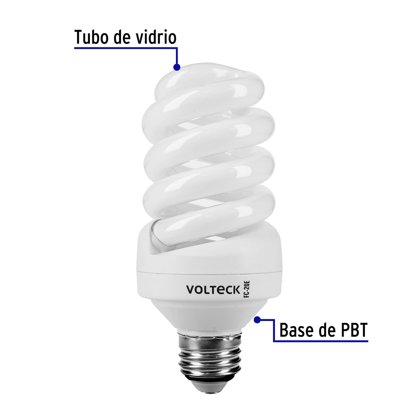 Lámpara 20 W, espiral, luz cálida, T4, en blister, Volteck