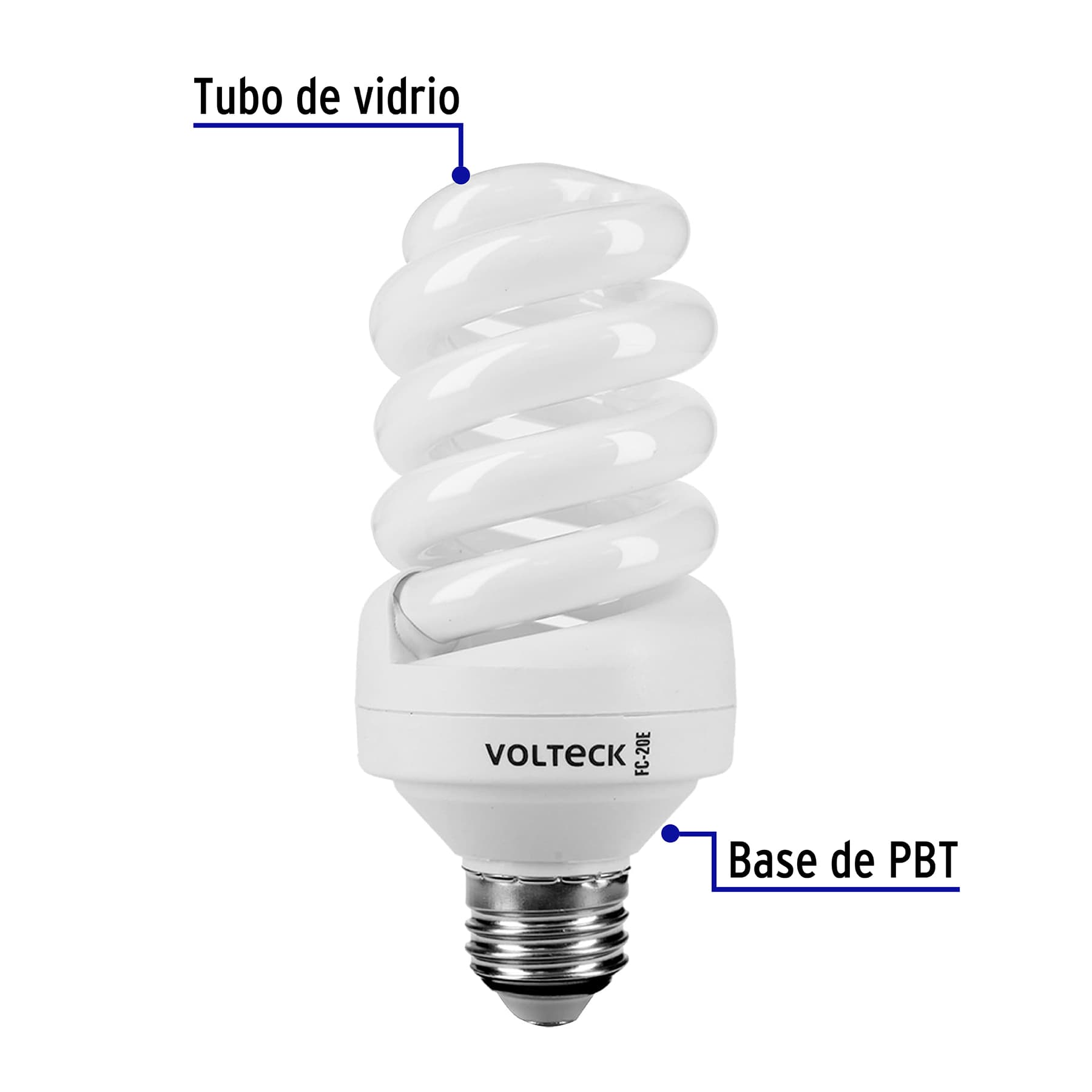 Lámpara 20 W, espiral, luz cálida, T4, en blister, Volteck