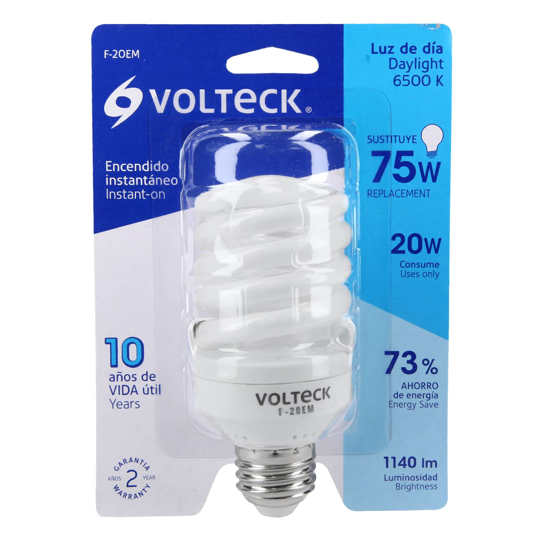 Lámpara 20 W, espiral mini, luz día, T2, en blister, Volteck