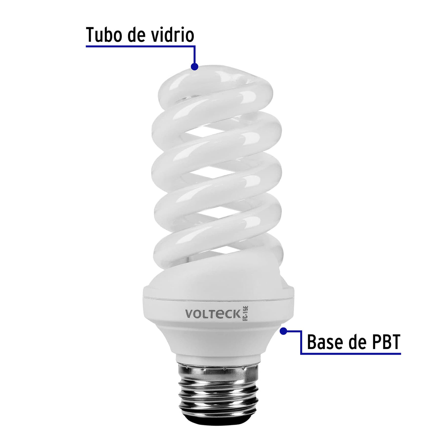 Lámpara 15W, espiral, luz cálida, T4, en blister, Volteck