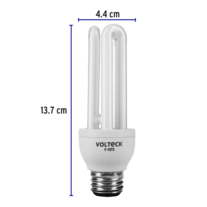 Lámpara 15 W, triple, luz día, T3, en blister, Volteck