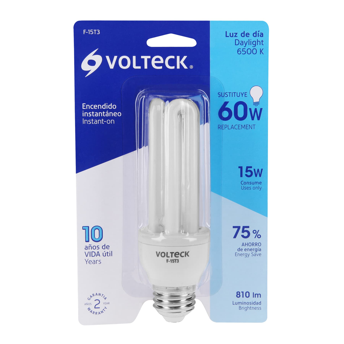 Lámpara 15 W, triple, luz día, T3, en blister, Volteck