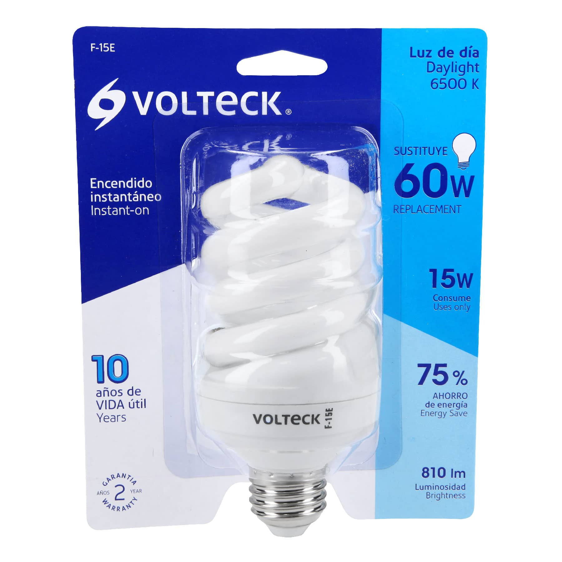 Lámpara 15 W, espiral, luz día, T4, en blister, Volteck