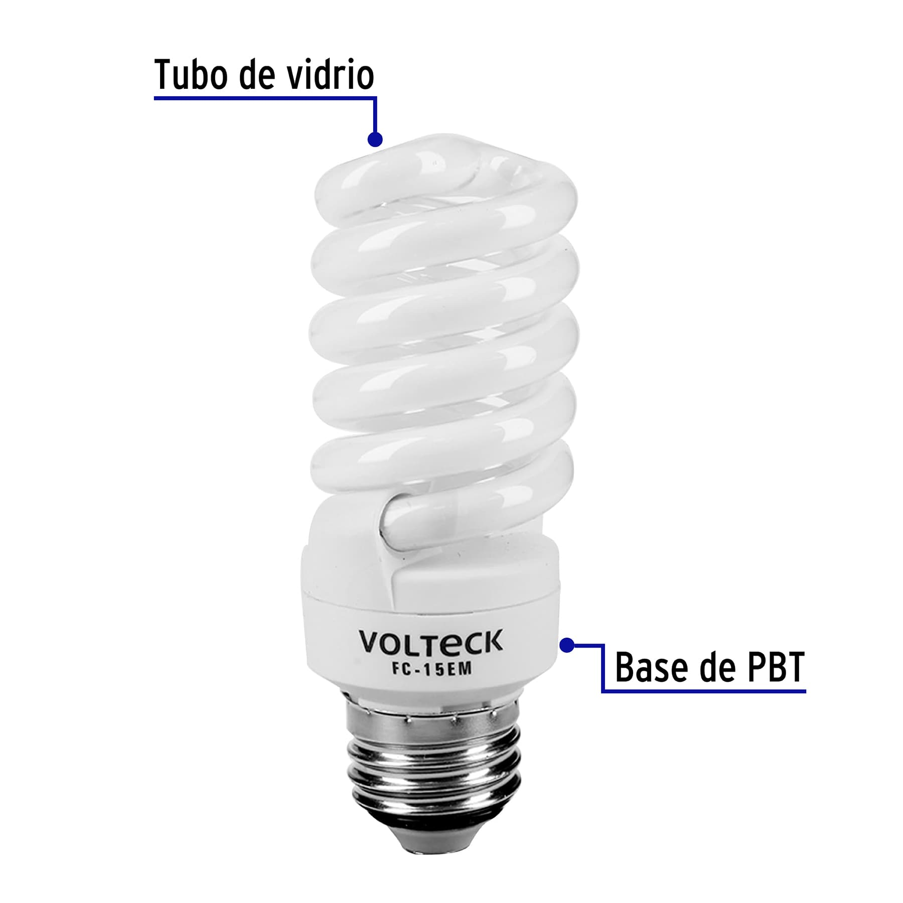 Lámpara 15 W, espiral mini, luz cálida, T2, en blister