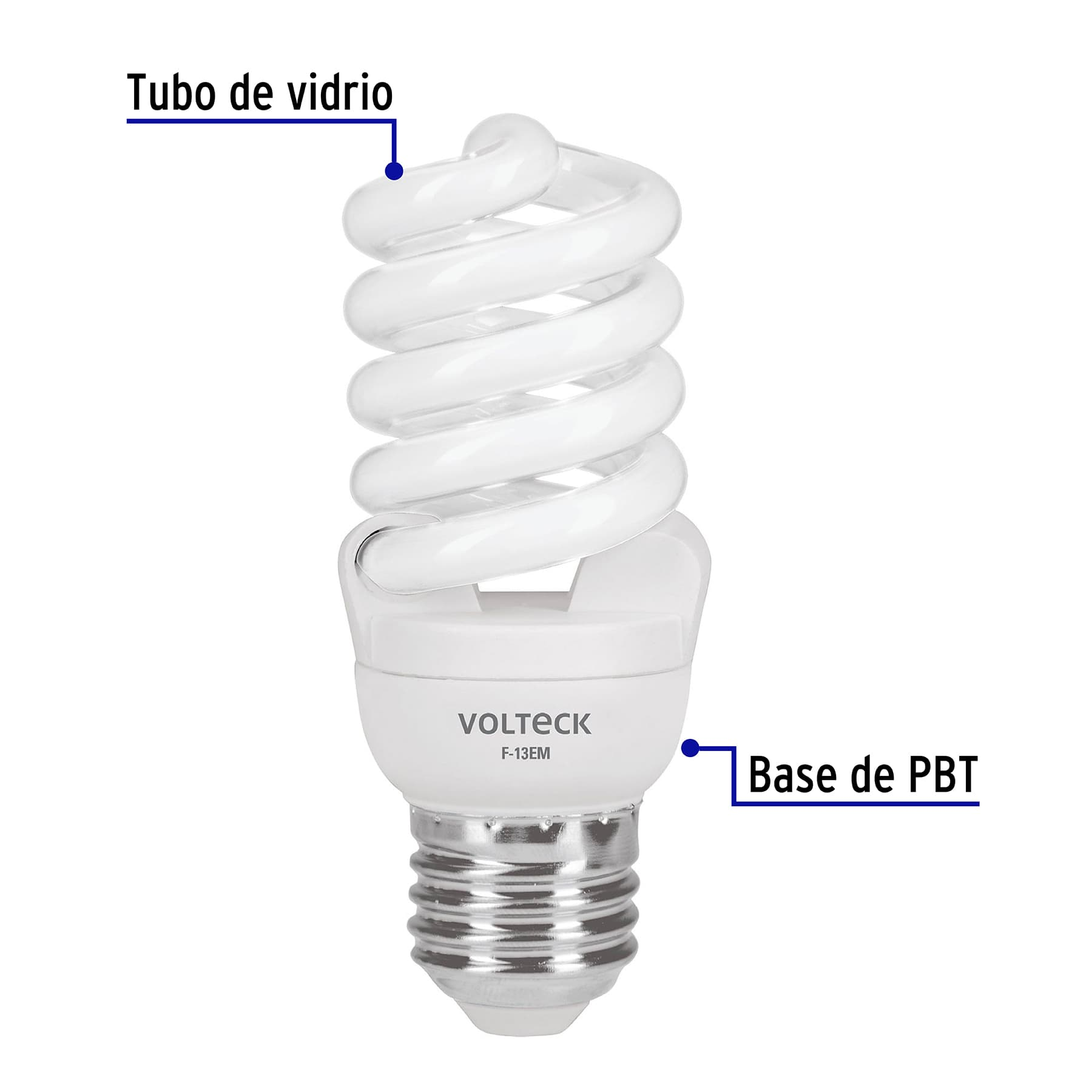 Lámpara 13 W, espiral mini, luz día, T2, en blister, Volteck