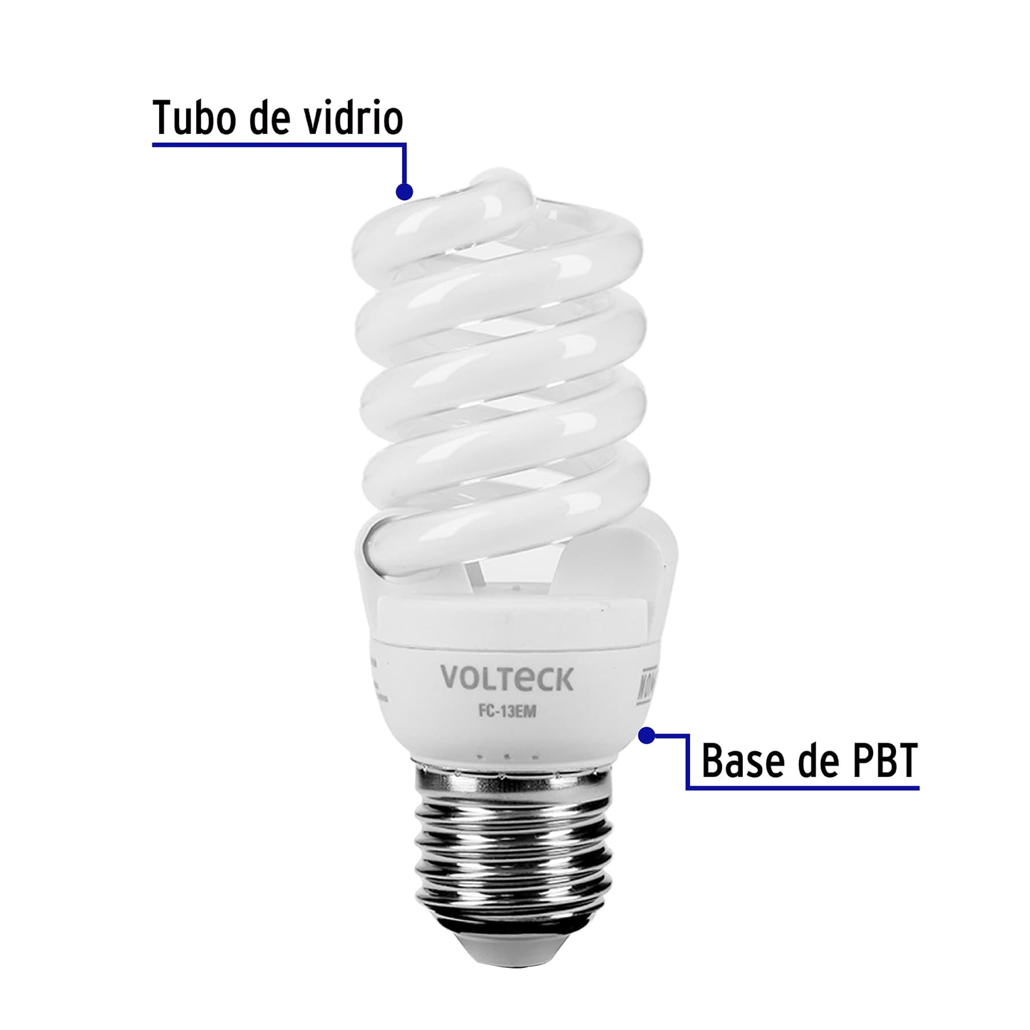 Lámpara 13 W, espiral mini, luz cálida, T2, en blister