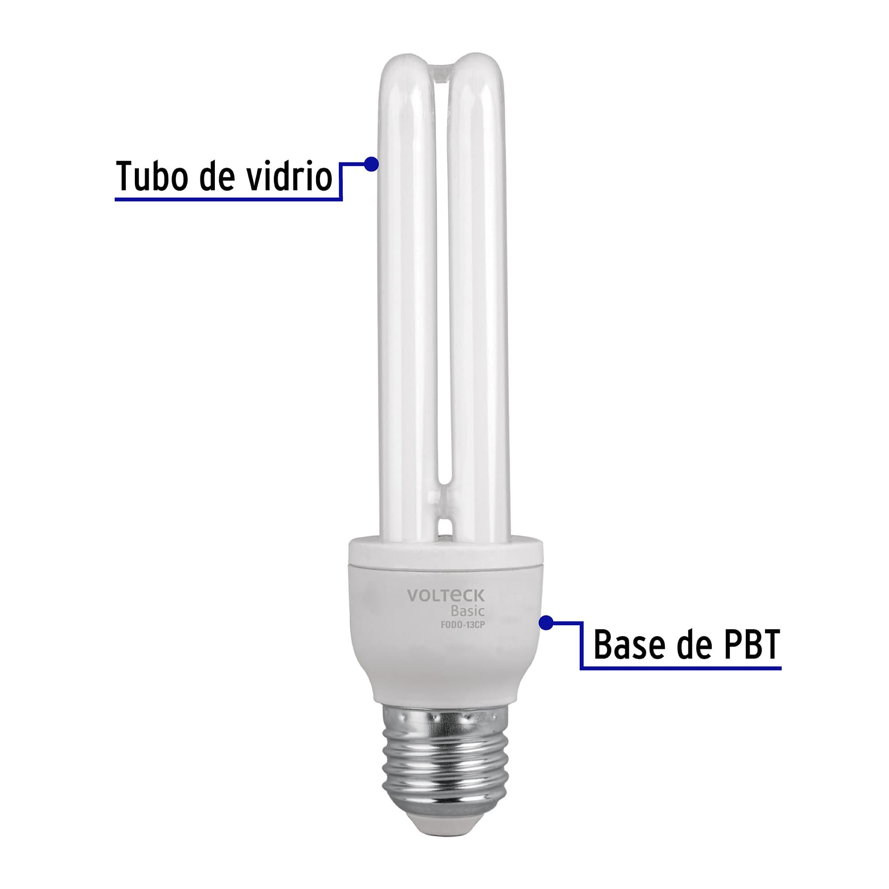 Lámpara 13 W, dobles, luz día, T4, en caja , Volteck basic