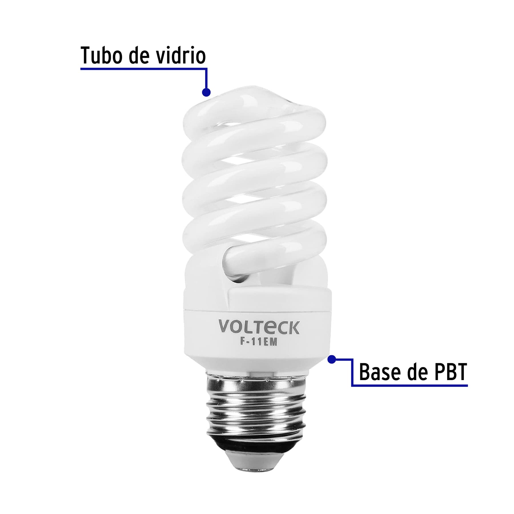Lámpara 11 W, espiral mini, luz día, T2, en blister, Volteck