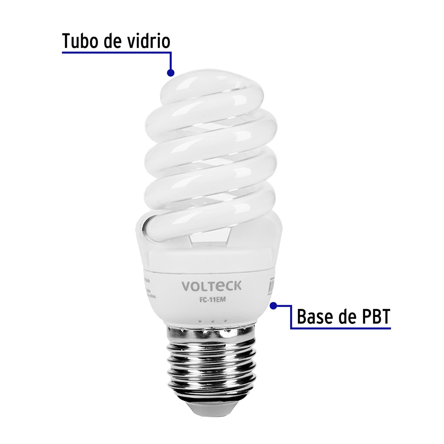 Lámpara 11 w, espiral mini, luz cálida, T2, blister, Volteck