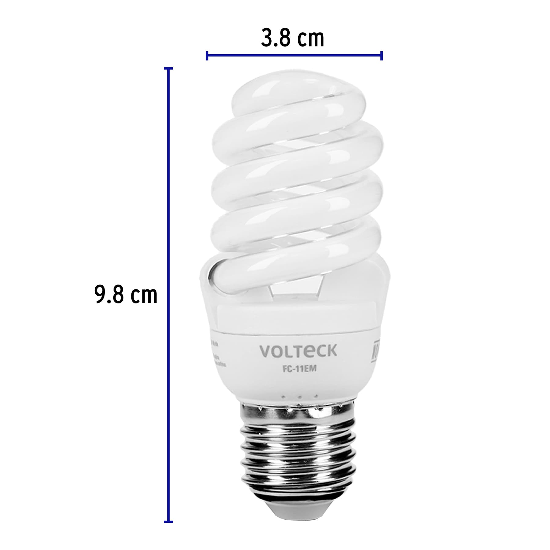 Lámpara 11 w, espiral mini, luz cálida, T2, blister, Volteck