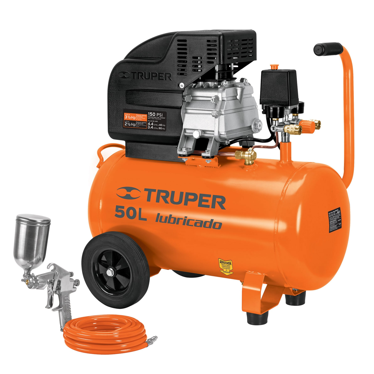 Kit, compresor 50 L, 4-1/2 HP, manguera de PVC y pistola