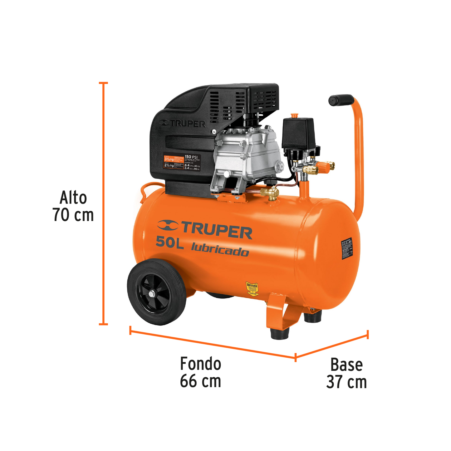 Kit, compresor 50 L, 4-1/2 HP, manguera de PVC y pistola