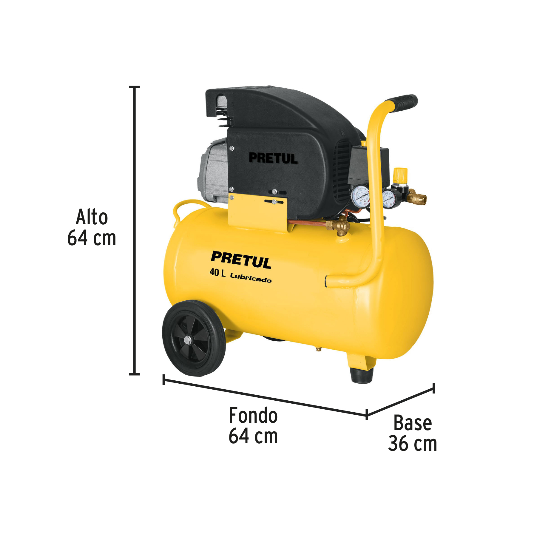 Kit, compresor 40 L, manguera de PVC y pistola, Pretul