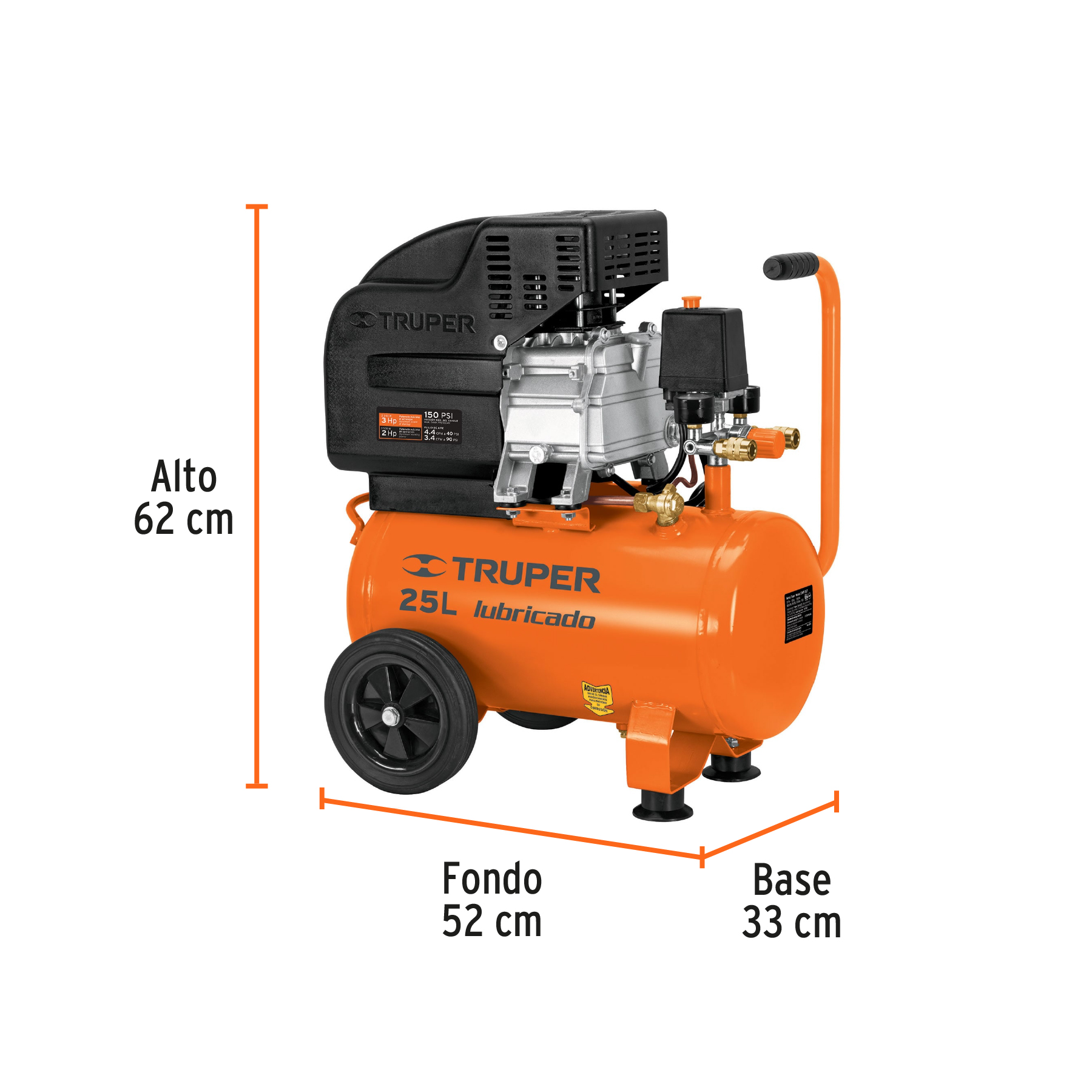 Kit, compresor 25 L, 3 HP, manguera de PVC y pistola