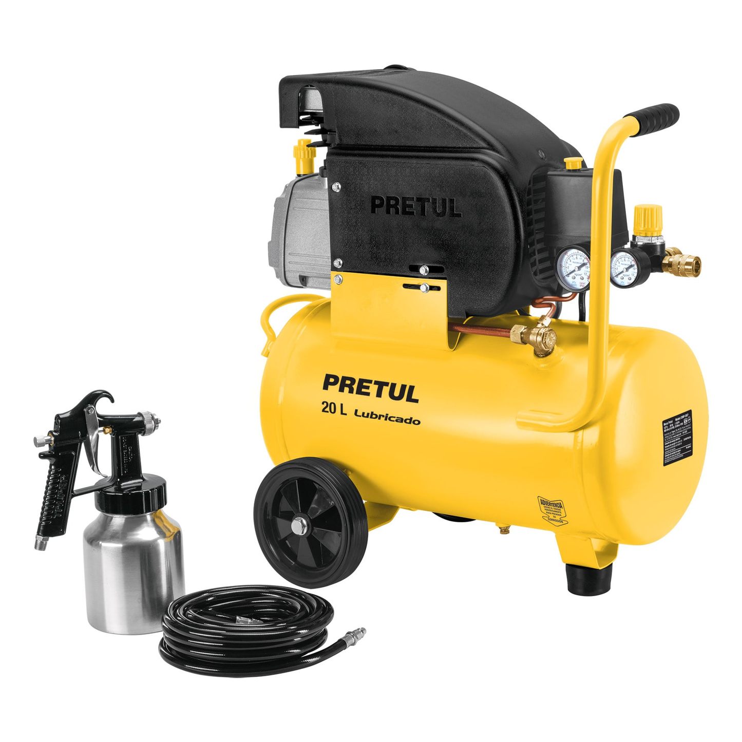 Kit, compresor 20 L ,3-1/2 HP,manguera PVC y pistola ,Pretul