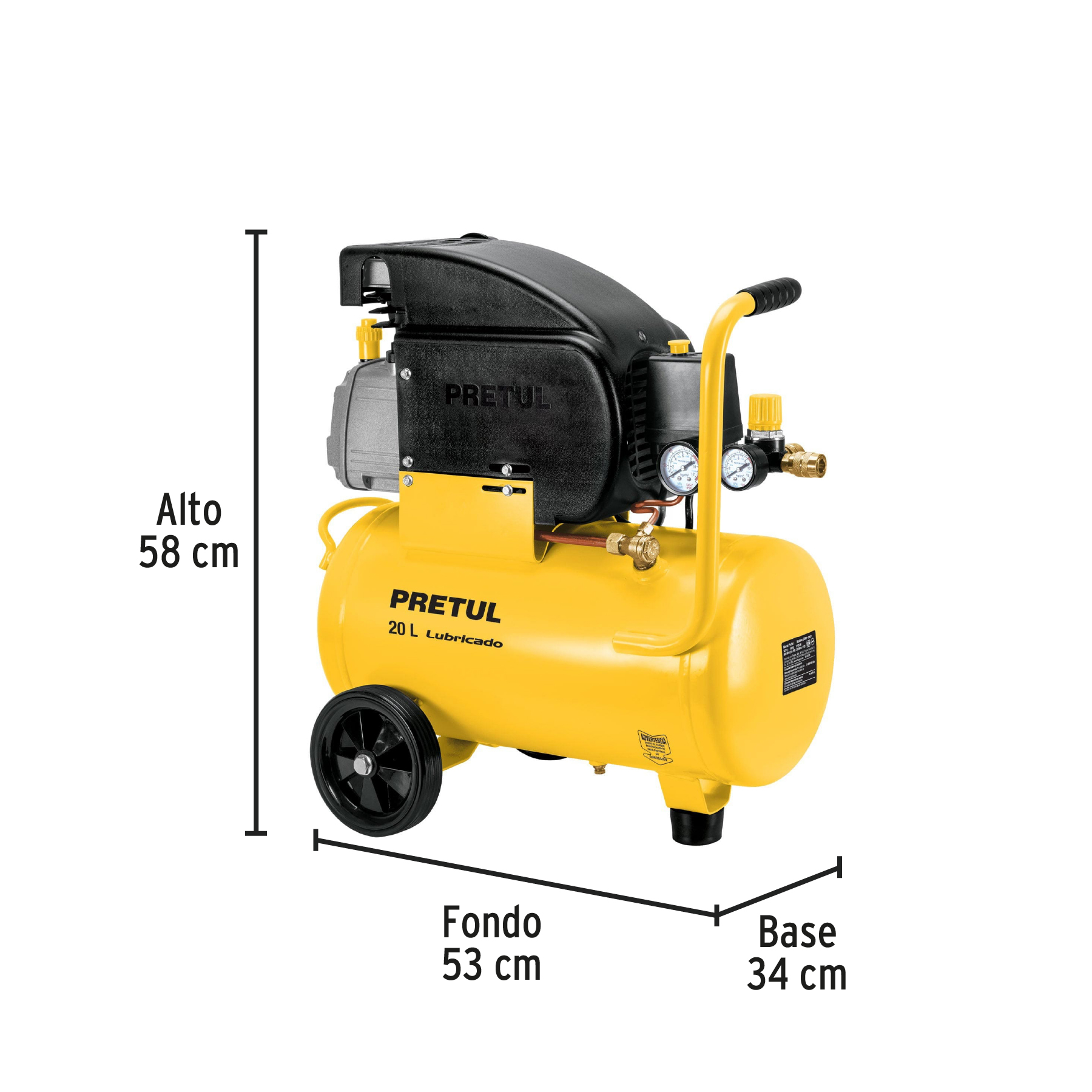 Kit, compresor 20 L ,3-1/2 HP,manguera PVC y pistola ,Pretul