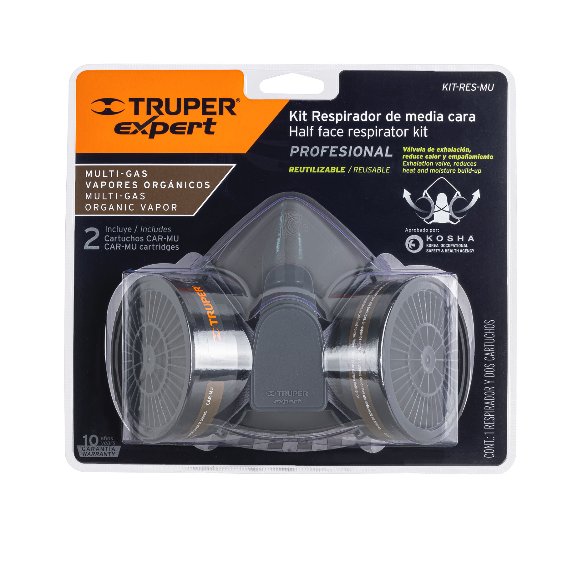 Kit respirador profesional con cartuchos multigas