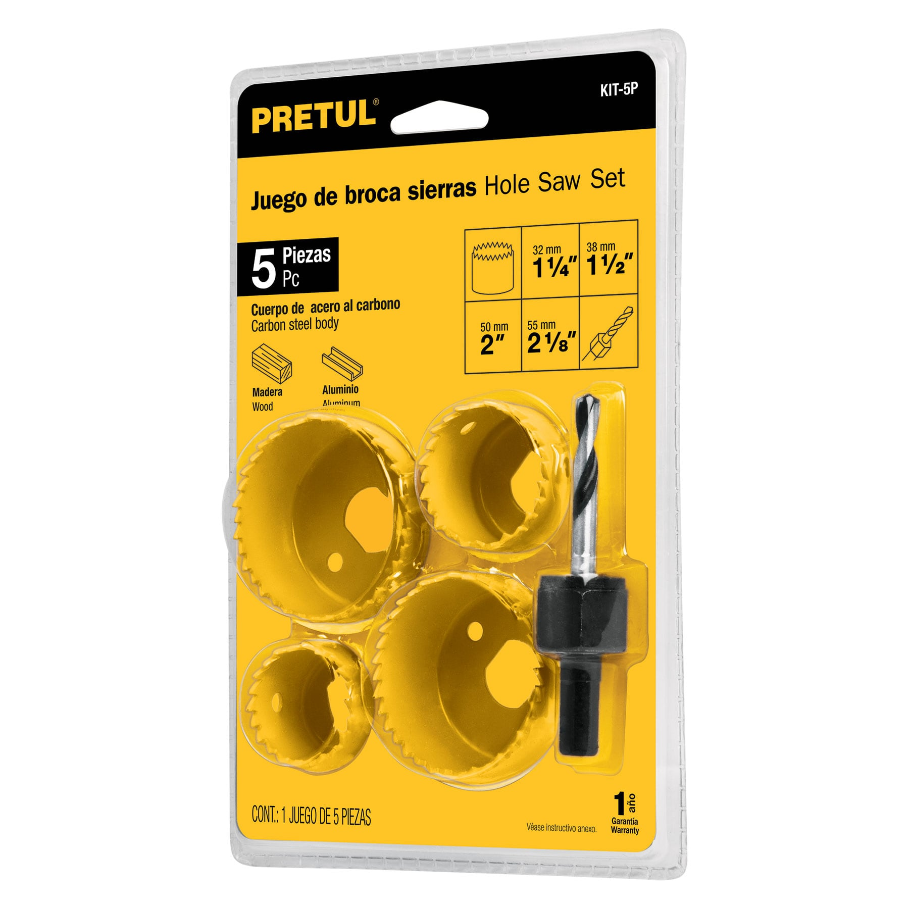 Kit 5 brocasierras para madera, blister, Pretul