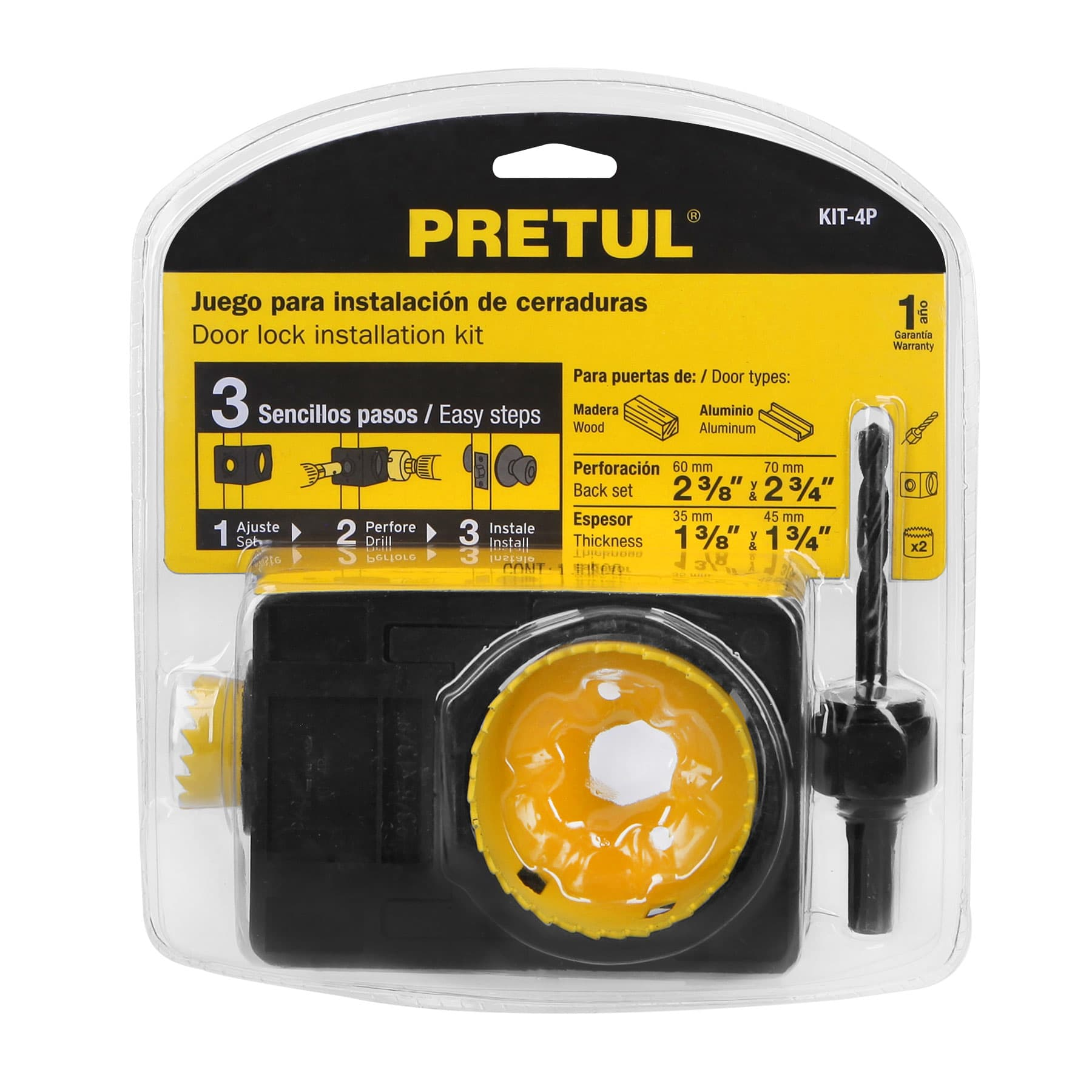 Juego p/instalar cerraduras,4 pz, Pretul