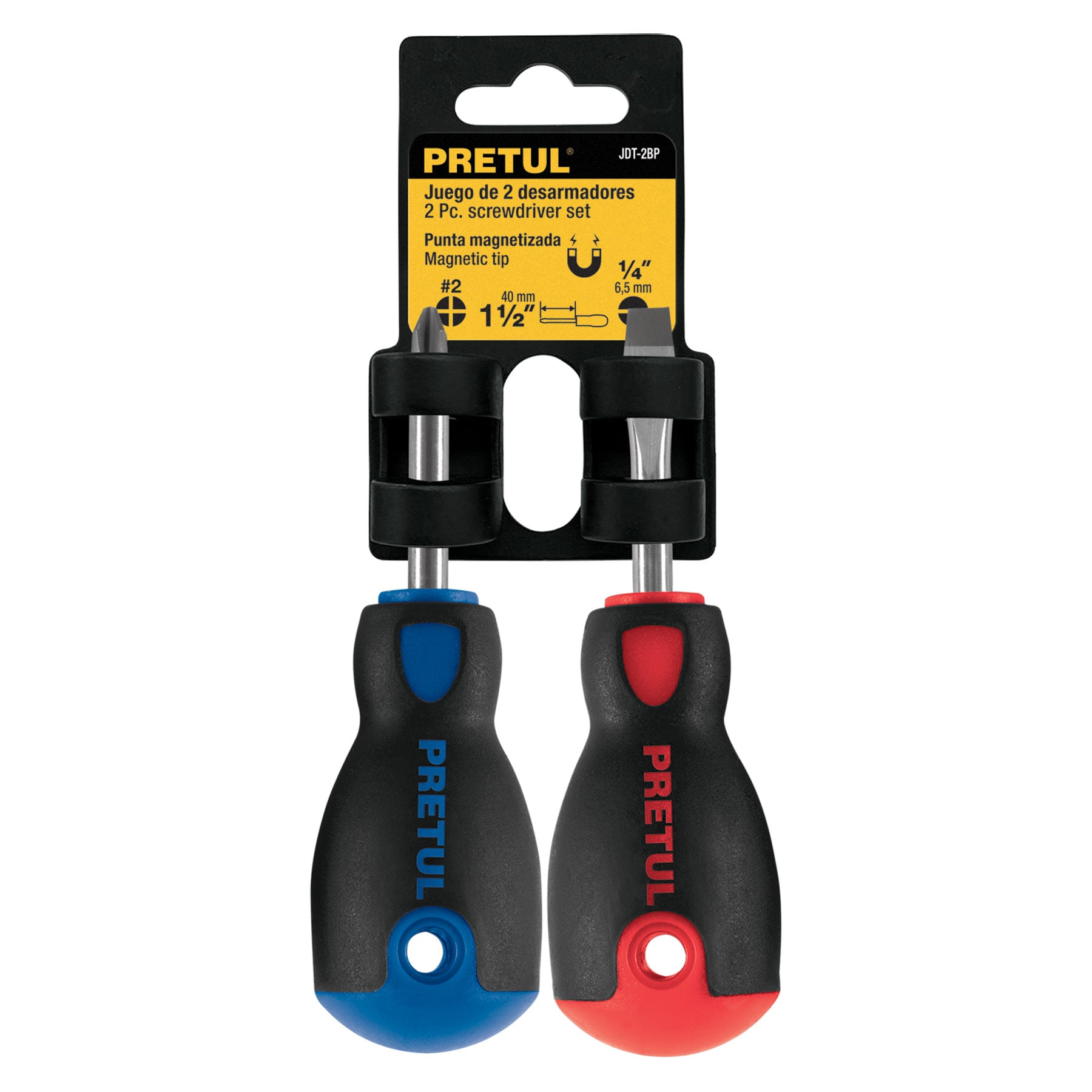 Juego desarmadores, tipo trompo, 2 pzas,comfort grip, pretul