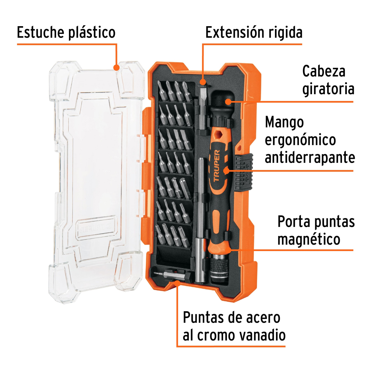 Juego desarmadores de precisión, punta intercambiable,32pzas