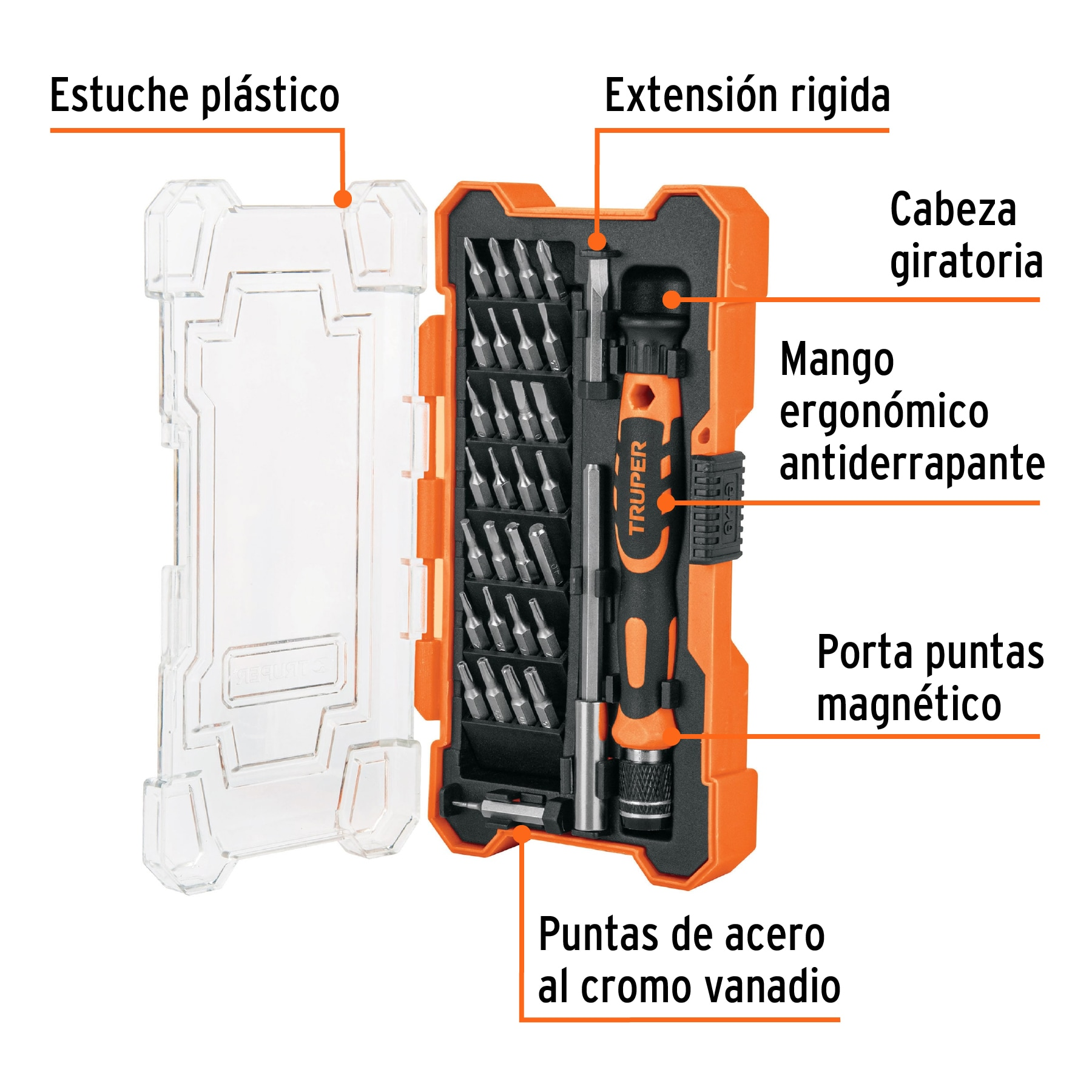 Juego desarmadores de precisión, punta intercambiable,32pzas