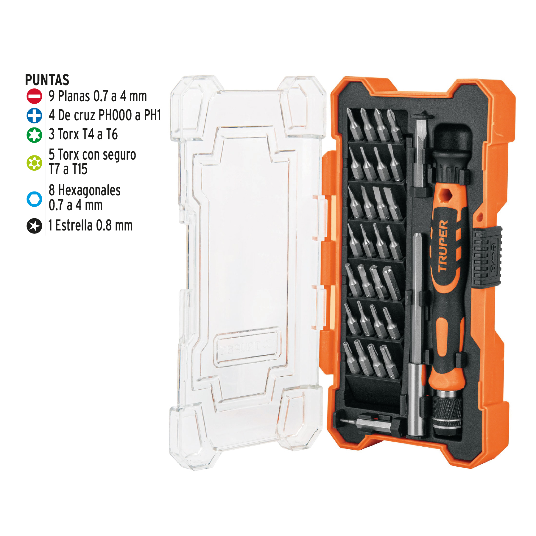 Juego desarmadores de precisión, punta intercambiable,32pzas