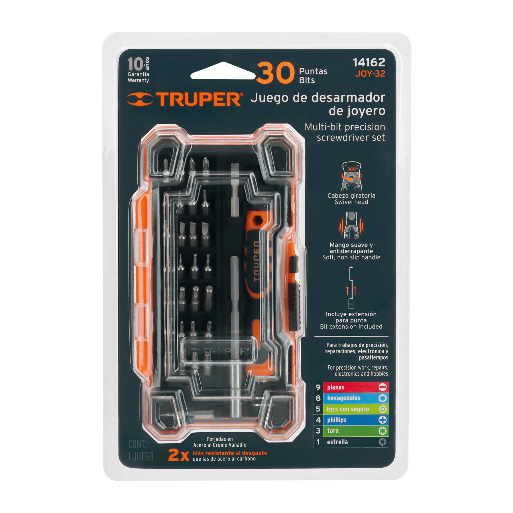 Juego desarmadores de precisión, punta intercambiable,32pzas