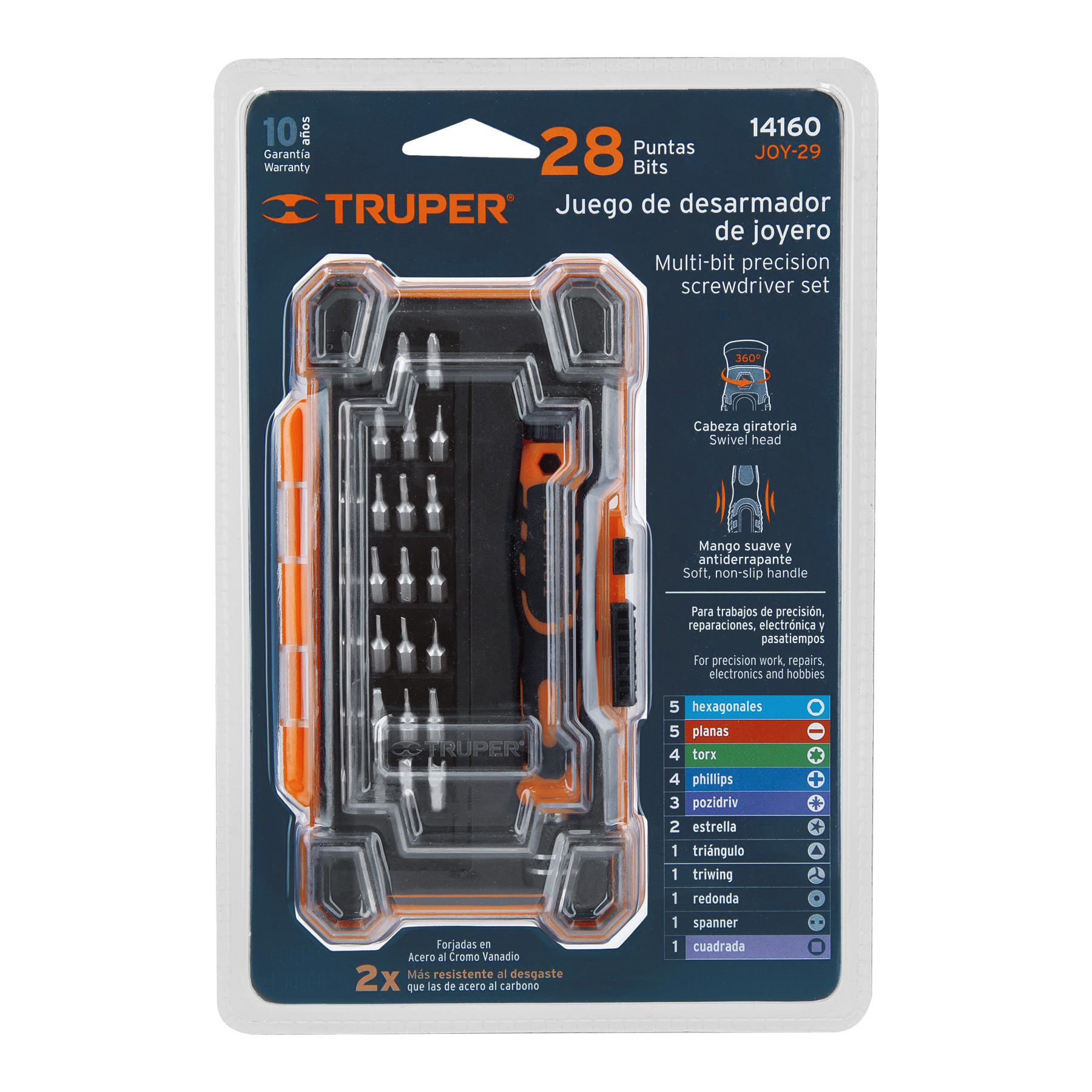 Juego desarmadores de precisión, punta intercambiable,29pzas