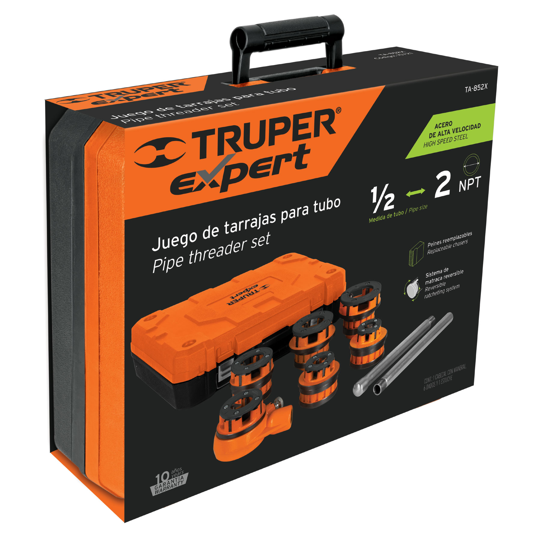 Juego de tarrajas para tubo, 7 piezas, Truper Expert