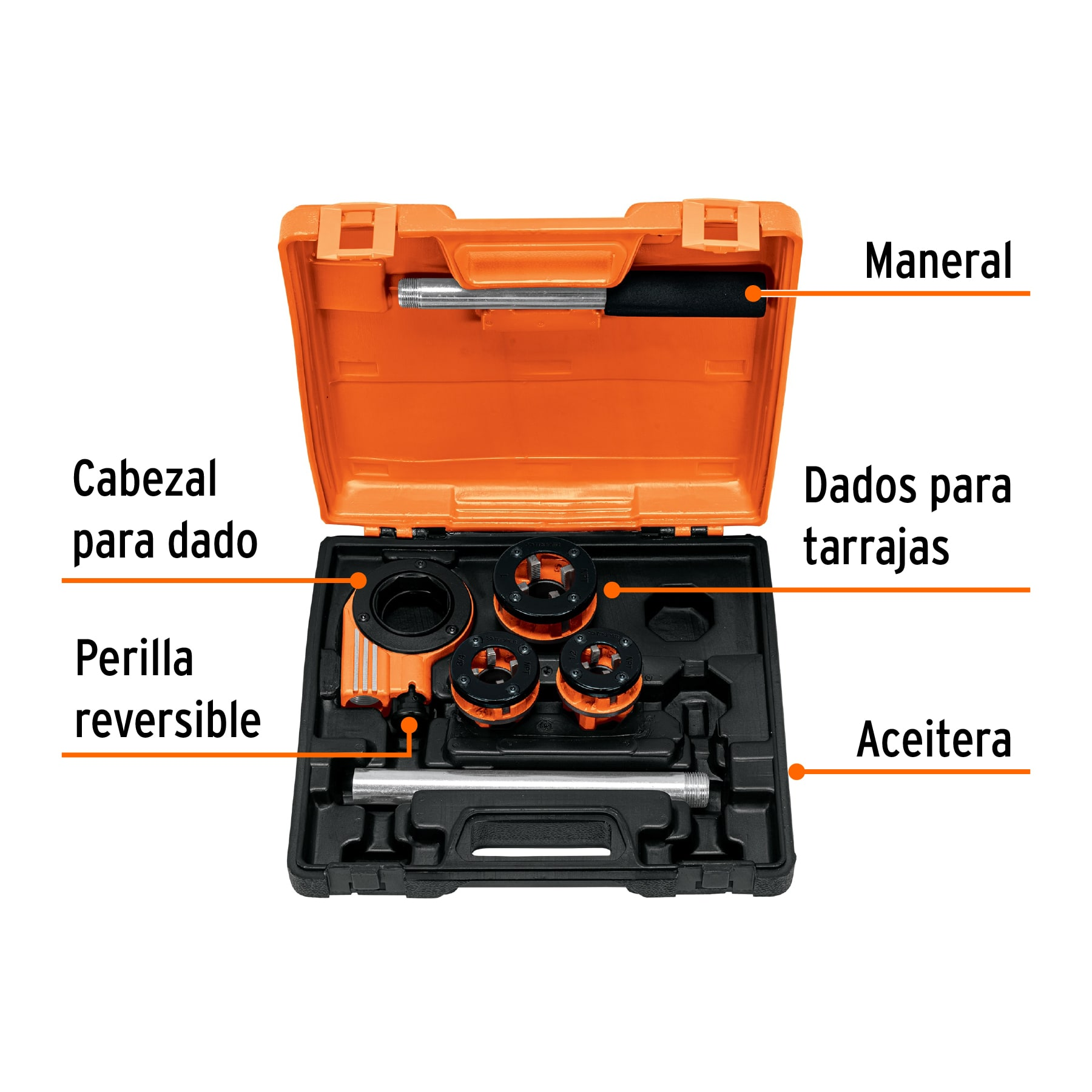 Juego de tarrajas para tubo, 4 piezas
