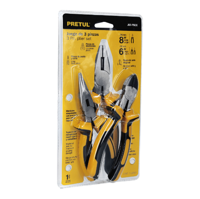 Juego de pinzas, 3 piezas, mango comfort grip, Pretul