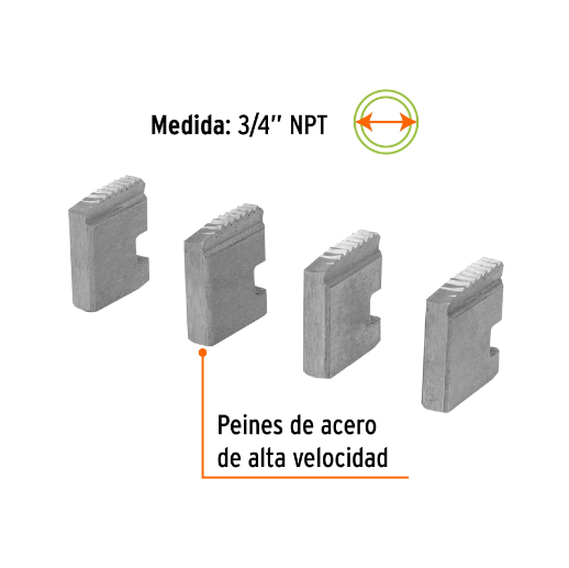 Juego de peines para tarrajas, 3/4", 4 pzas, Truper Expert