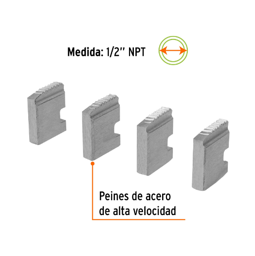 Juego de peines para tarrajas, 1/2", 4 pzas, Truper Expert