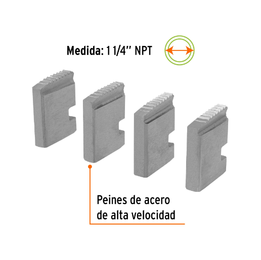 Juego de peines para tarrajas, 1-1/4", 4 pzas, Truper Expert