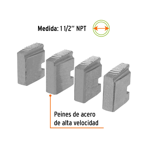 Juego de peines para tarrajas, 1-1/2", 4 pzas, Truper Expert