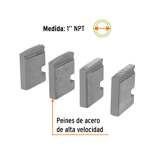 Juego de peines para tarrajas, 1", 4 pzas, Truper Expert