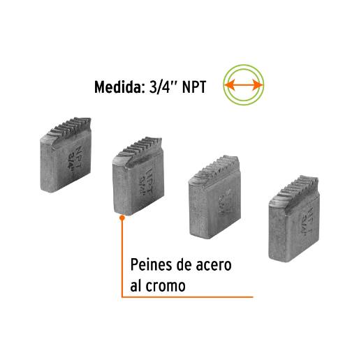 Juego de peines para tarrajas 3/4", 4 piezas
