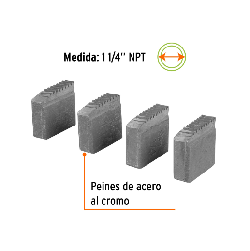 Juego de peines para tarrajas 1-1/4", 4 piezas