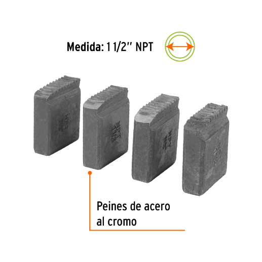 Juego de peines para tarrajas 1-1/2", 4 piezas