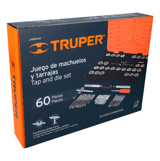 Juego de machuelos y tarrajas, 60 piezas