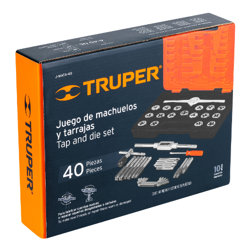 Juego de machuelos y tarrajas, 40 piezas