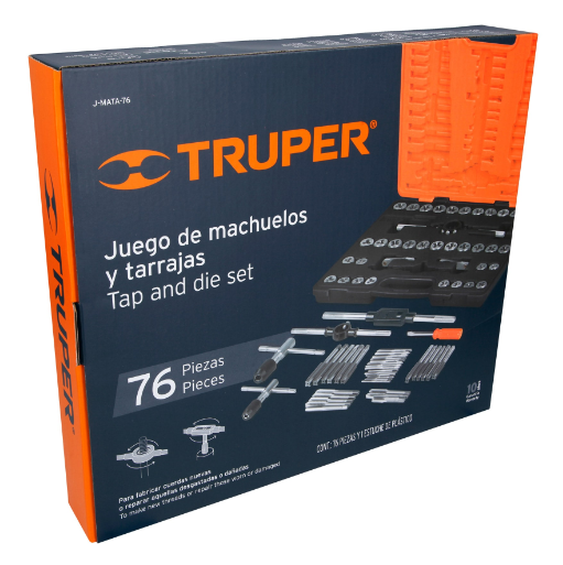 Juego de machuelos y tarrajas de 76 piezas