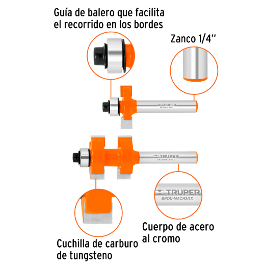 Juego de machimbrador, 3/4", con balero