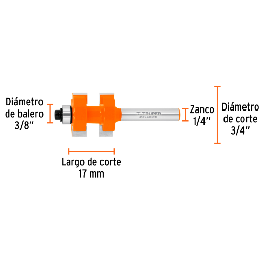 Juego de machimbrador, 3/4", con balero